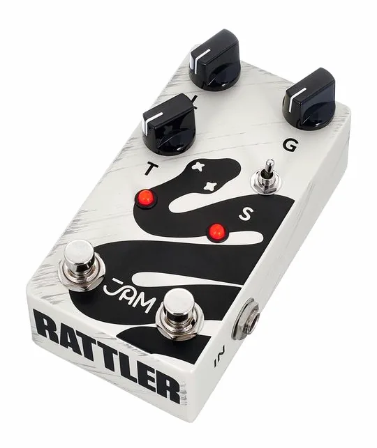 JAM pedals Rattler MKII Distortion inquadrato di fronte su sfondo neutro