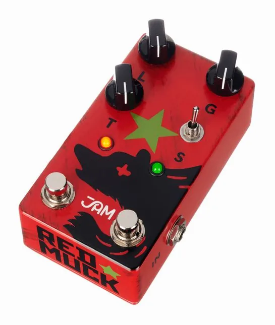 JAM pedals Red Muck mk.2 Fuzz/Distortion, footswitch in primo piano