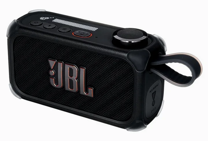 JBL BandBox Solo inquadrato di fronte su sfondo neutro