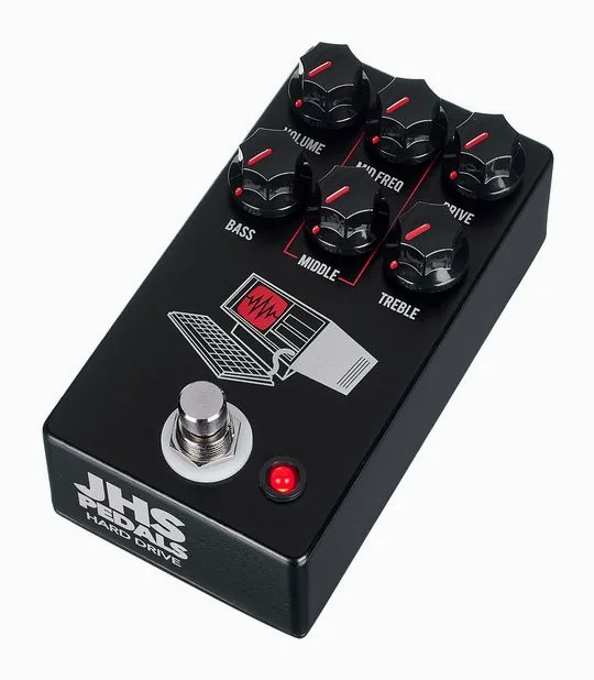 JHS Pedals Hard Drive - Distortion Black in primo piano frontale