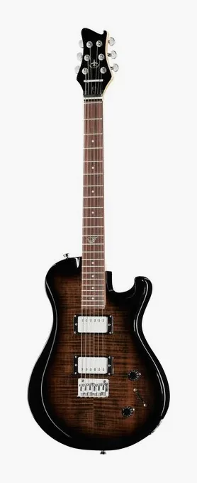 Journey Instruments OE990BK Travel El. Guitar BK fotografato frontalmente