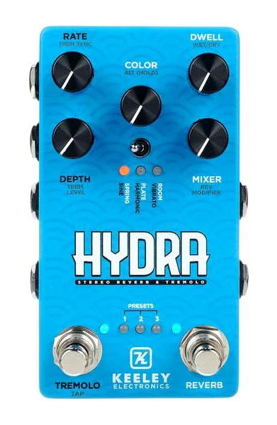 Keeley Hydra Stereo Reverb / Tremolo, connettori sul retro dell'unita