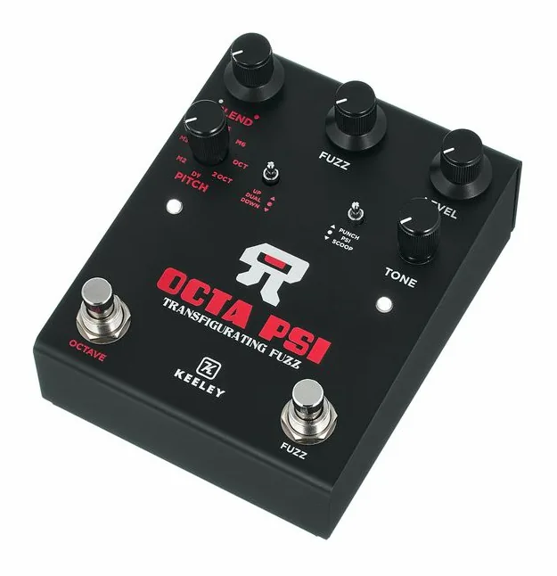 Keeley Octa Psi-Transfigurating Fuzz inquadrato di fronte su sfondo neutro