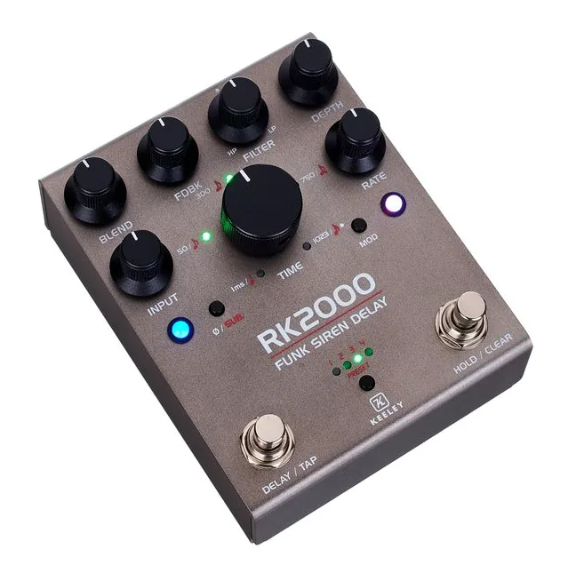 Keeley RK2000 Funk Siren Delay, grafica del pannello superiore
