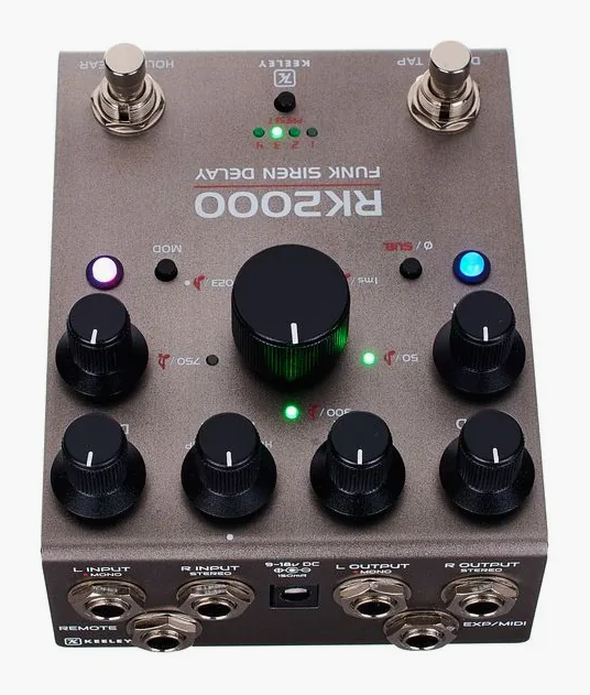 Keeley RK2000 Funk Siren Delay, connettori sul retro dell'unita