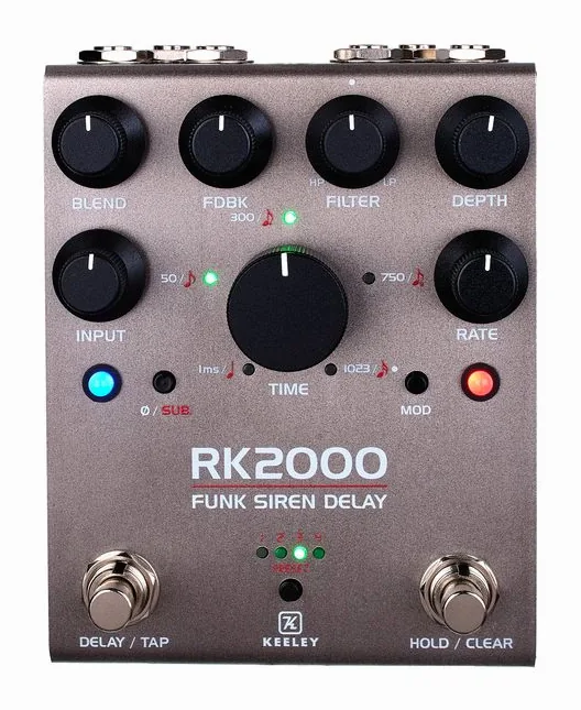 Keeley RK2000 Funk Siren Delay, manopole viste dall'alto