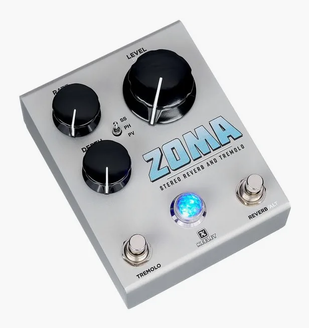 Keeley Zoma Stereo Reverb - Tremolo, manopole viste dall'alto
