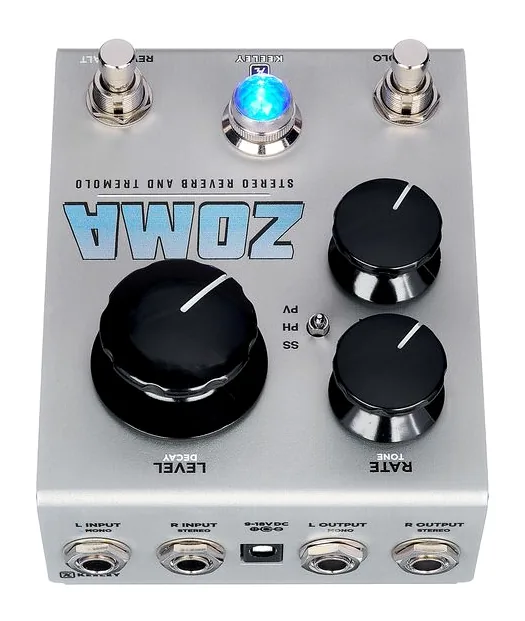 Keeley Zoma Stereo Reverb - Tremolo, connettori sul retro dell'unita