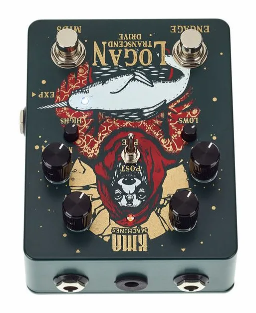 KMA Audio Machines Logan Overdrive, footswitch in primo piano