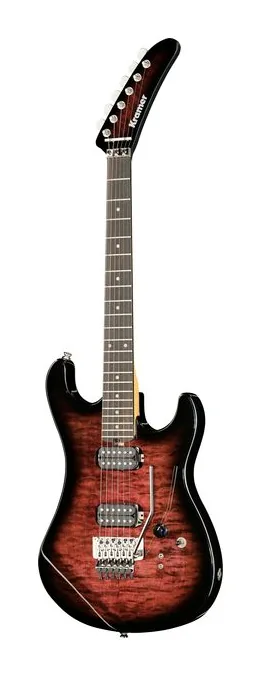 Kramer Guitars The 84 HH Quilt Magenta Burst inquadrato di fronte su sfondo neutro
