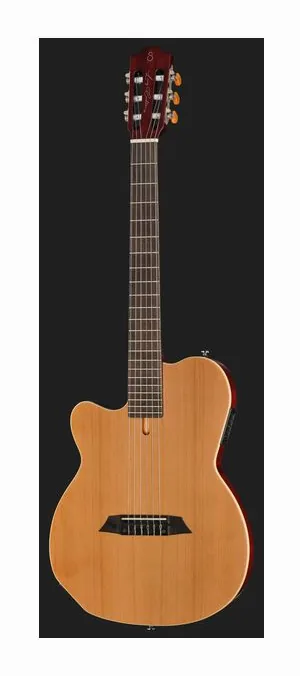 Larry Carlton G5N Natural LH, corpo e verniciatura in primo piano