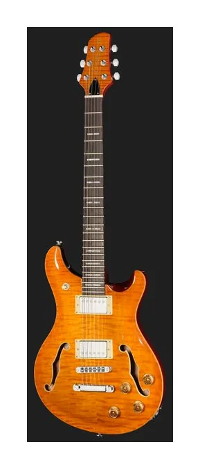 Larry Carlton Q7 Hollow Amber Burst, vista posteriore del corpo