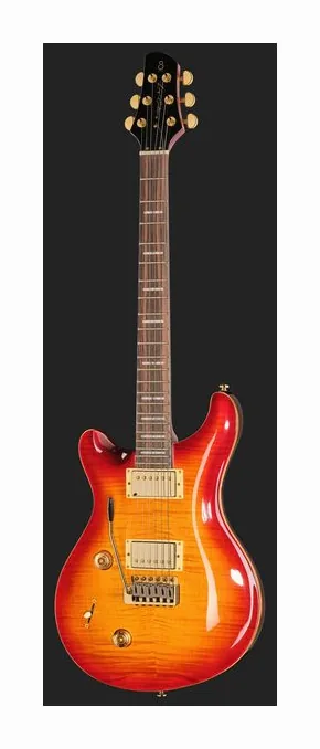Larry Carlton Q7 Tobacco Sunburst LH, corpo e verniciatura in primo piano