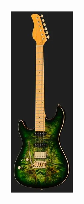 Larry Carlton S10 HSS Transparent Green LH, selettore pickup e jack di uscita