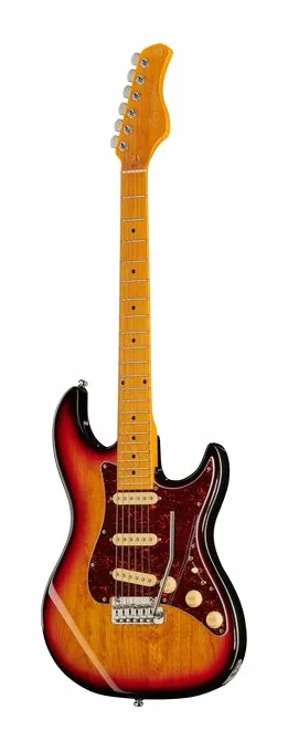 Larry Carlton S5 3-Tone Sunburst in primo piano frontale