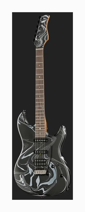 Larry Carlton S7 SW Black Swirl, paletta con meccaniche e logo
