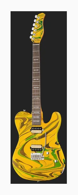 Larry Carlton T7 SW Yellow Swirl, manico e tastiera visti di lato