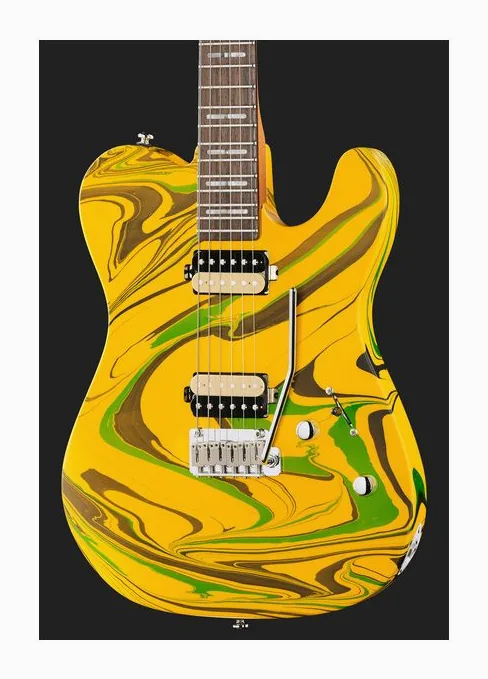 Larry Carlton T7 SW Yellow Swirl, corpo e verniciatura in primo piano
