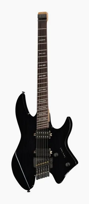 Larry Carlton X6 Headless 6 Trans Black fotografato frontalmente