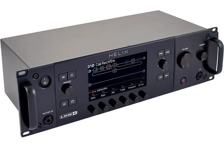 Line6 Helix Rack Guitar Processor, retro con le prese di collegamento