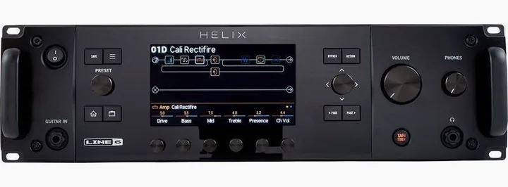 Line6 Helix Rack Guitar Processor, logo e finiture del pannello frontale