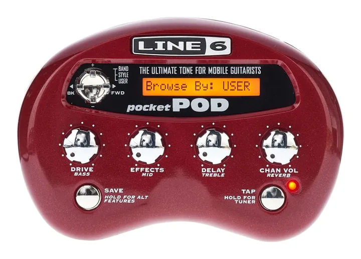 Line6 Pocket Pod, pannello dei controlli in primo piano