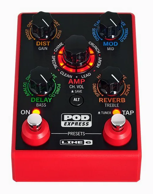 Line6 Pod Express Guitar, manopole viste dall'alto