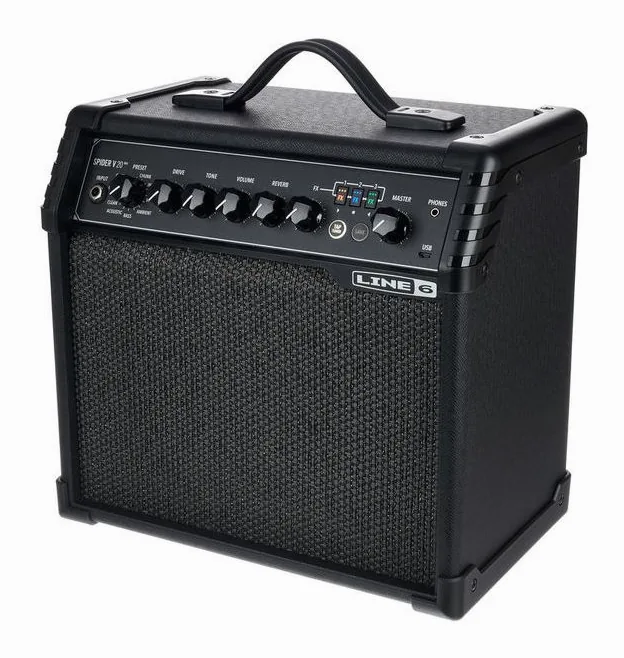 Line6 Spider V 20 MkII, retro con le prese di collegamento