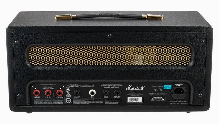 Marshall Origin 20H Head, retro con le prese di collegamento