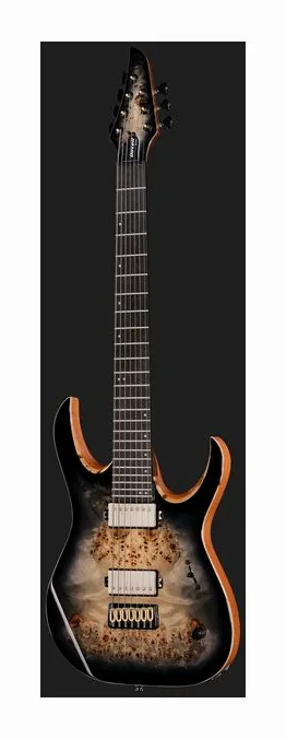 Mayones Guitars Duvell Elite 7 Baritone TBB, manico e tastiera visti di lato