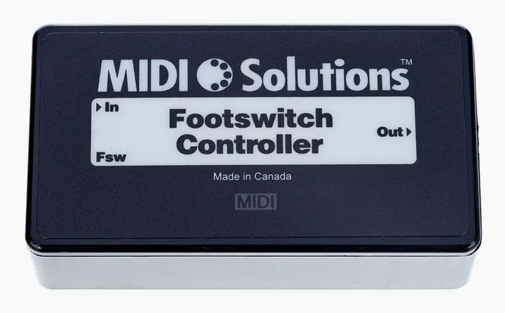 MIDI Solutions Footswitch To MIDI Controller, connettori sul retro dell'unita