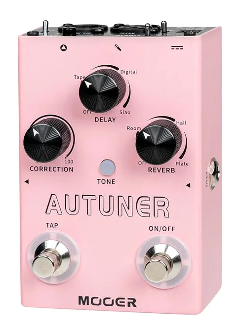 Mooer MVP1 Autuner, footswitch in primo piano