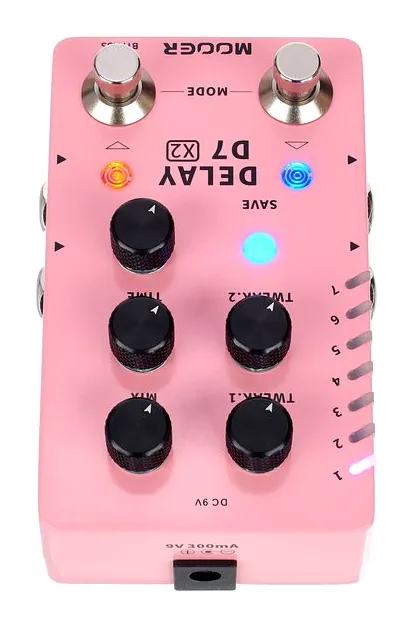 Mooer D7 X2 Delay, grafica del pannello superiore