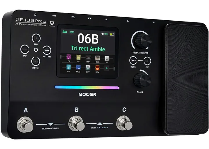 Mooer GE 100 PRO Li, connettori sul retro dell'unita