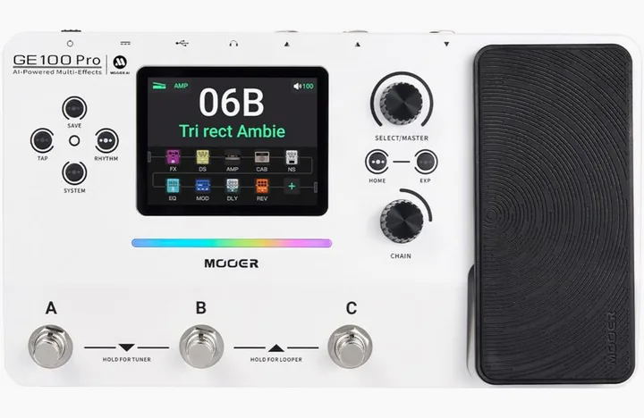 Mooer GE 100 Pro Guitar Multi, grafica del pannello superiore