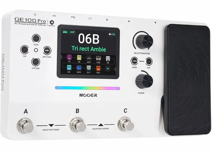 Mooer GE 100 Pro Guitar Multi, connettori sul retro dell'unita
