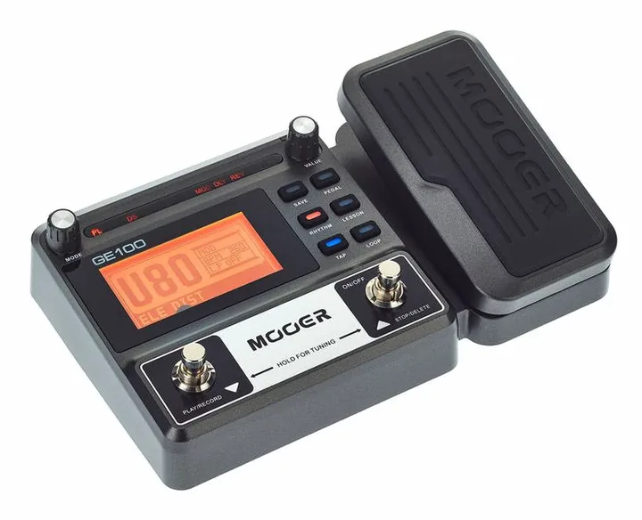 Mooer GE100 Box Guitar Multi FX, ingressi e uscite laterali