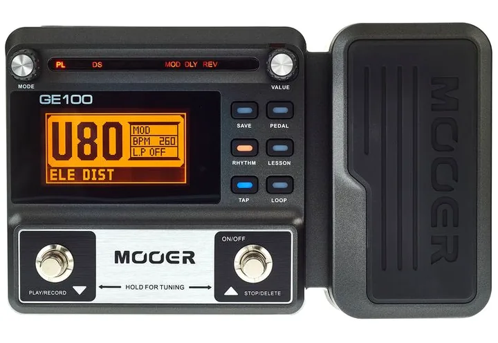 Mooer GE100 Box Guitar Multi FX, led e interruttore a pedale