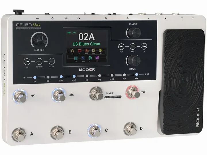 Mooer GE150 Max Amp Modeling, manopole viste dall'alto