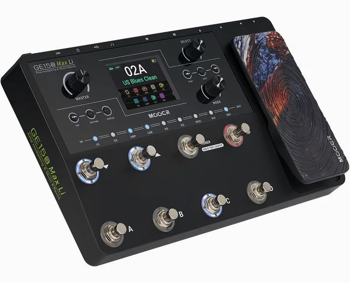 Mooer GE150 Max Li Amp Modeling, grafica del pannello superiore