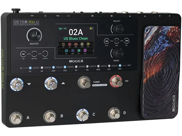 Mooer GE150 Max Li Amp Modeling, ingressi e uscite laterali