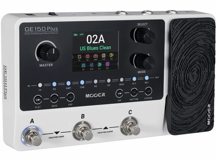 Mooer GE150 Plus Amp Modeling, ingressi e uscite laterali