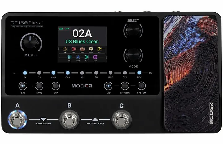 Mooer GE150 Plus Li Amp Modeling, manopole viste dall'alto