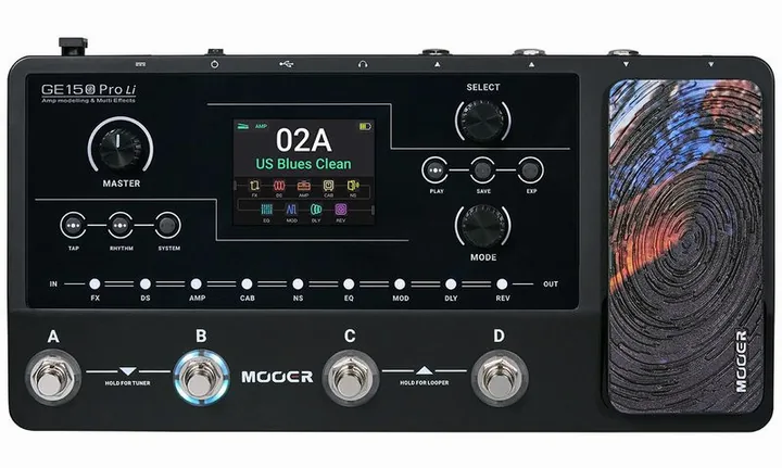 Mooer GE150 PRO LI BLK, manopole viste dall'alto