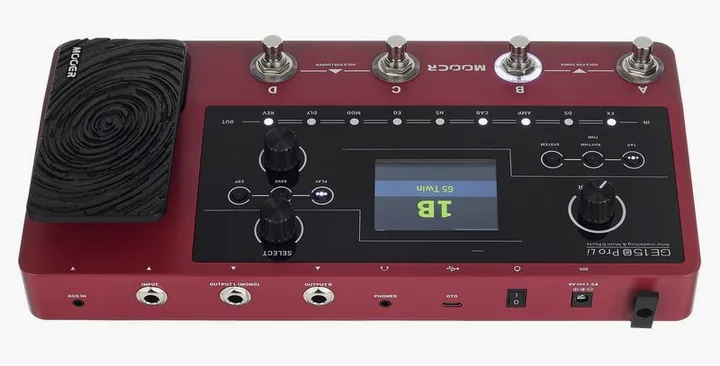 Mooer GE150 PRO Li Amp Modeling, grafica del pannello superiore