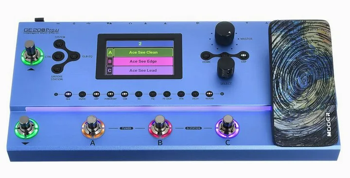 Mooer GE200 PRO Li, manopole viste dall'alto
