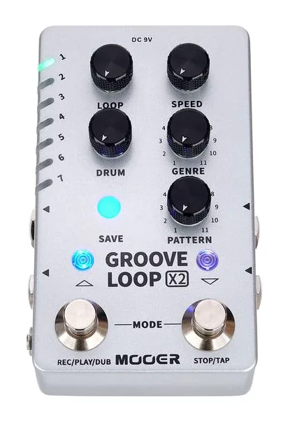 Mooer Groove Loop X2, grafica del pannello superiore