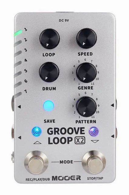 Mooer Groove Loop X2, grafica del pannello superiore
