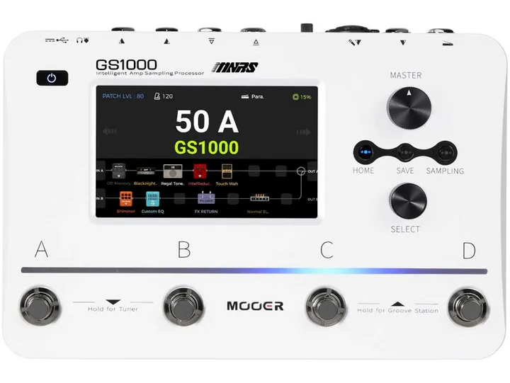 Mooer GS1000 Amp Sampling, logo e finiture del pannello frontale