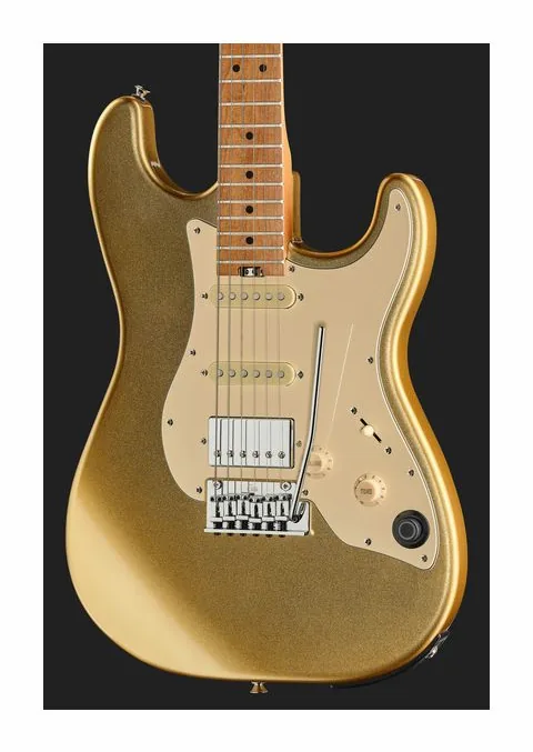 Mooer GTRS Guitar Standard S801 Gold, manico e tastiera visti di lato